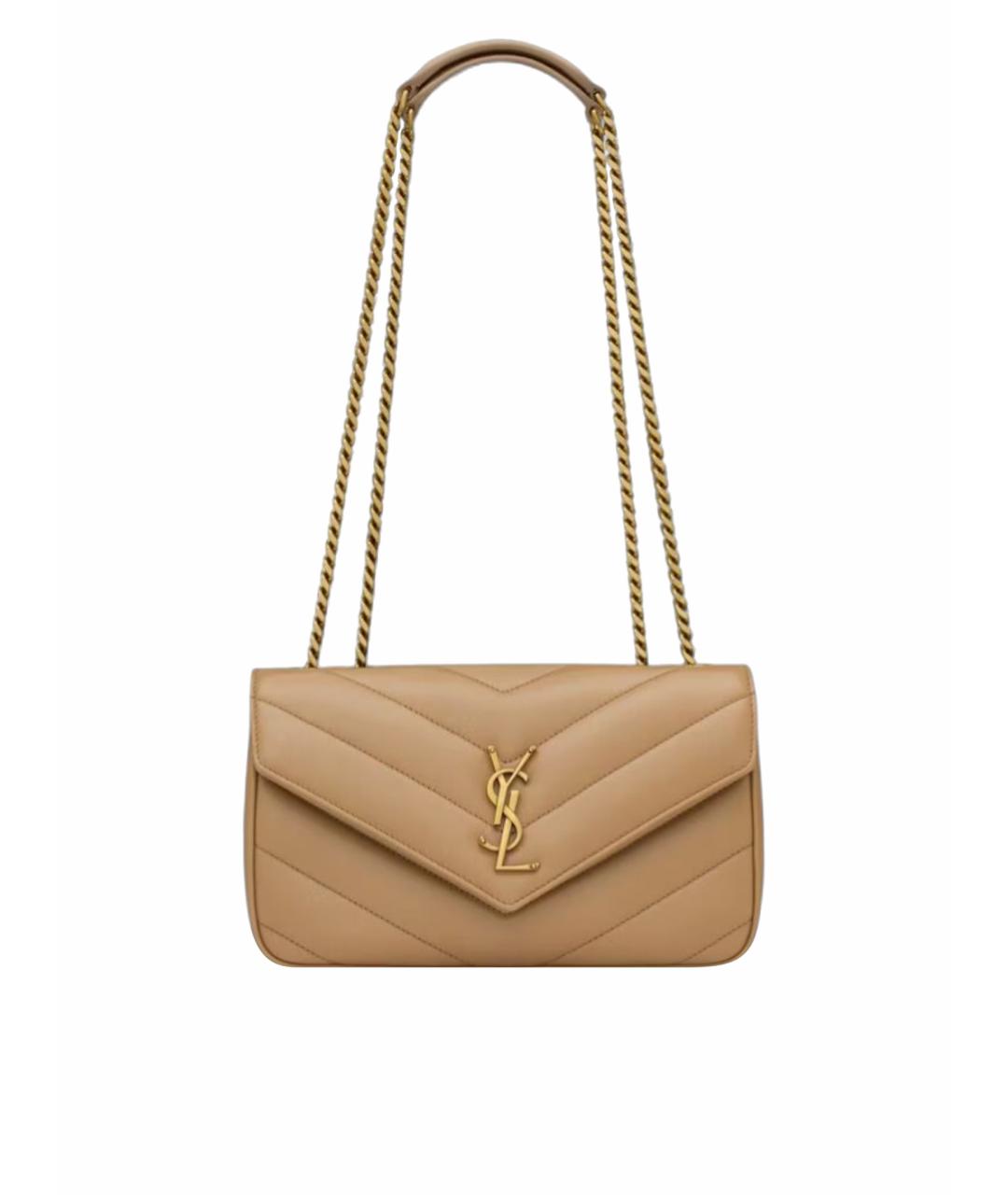 SAINT LAURENT Бежевая кожаная сумка через плечо, фото 1
