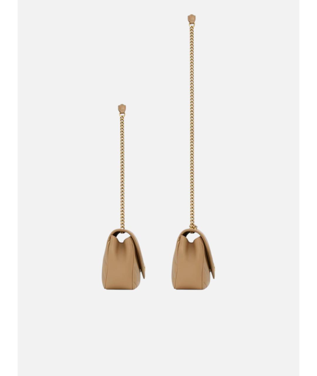 SAINT LAURENT Бежевая кожаная сумка через плечо, фото 2