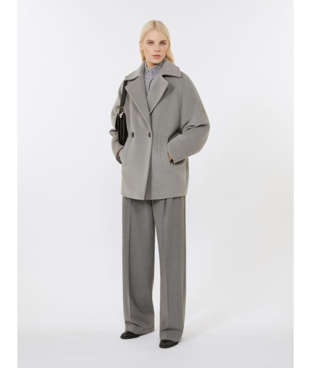 MAX MARA STUDIO Серое шерстяное пальто, фото 2