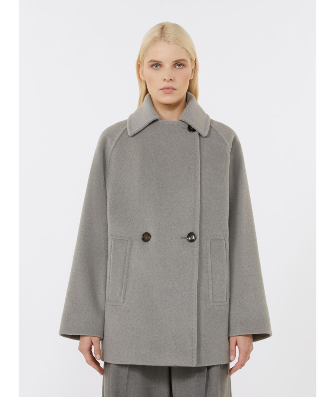 MAX MARA STUDIO Серое шерстяное пальто, фото 5