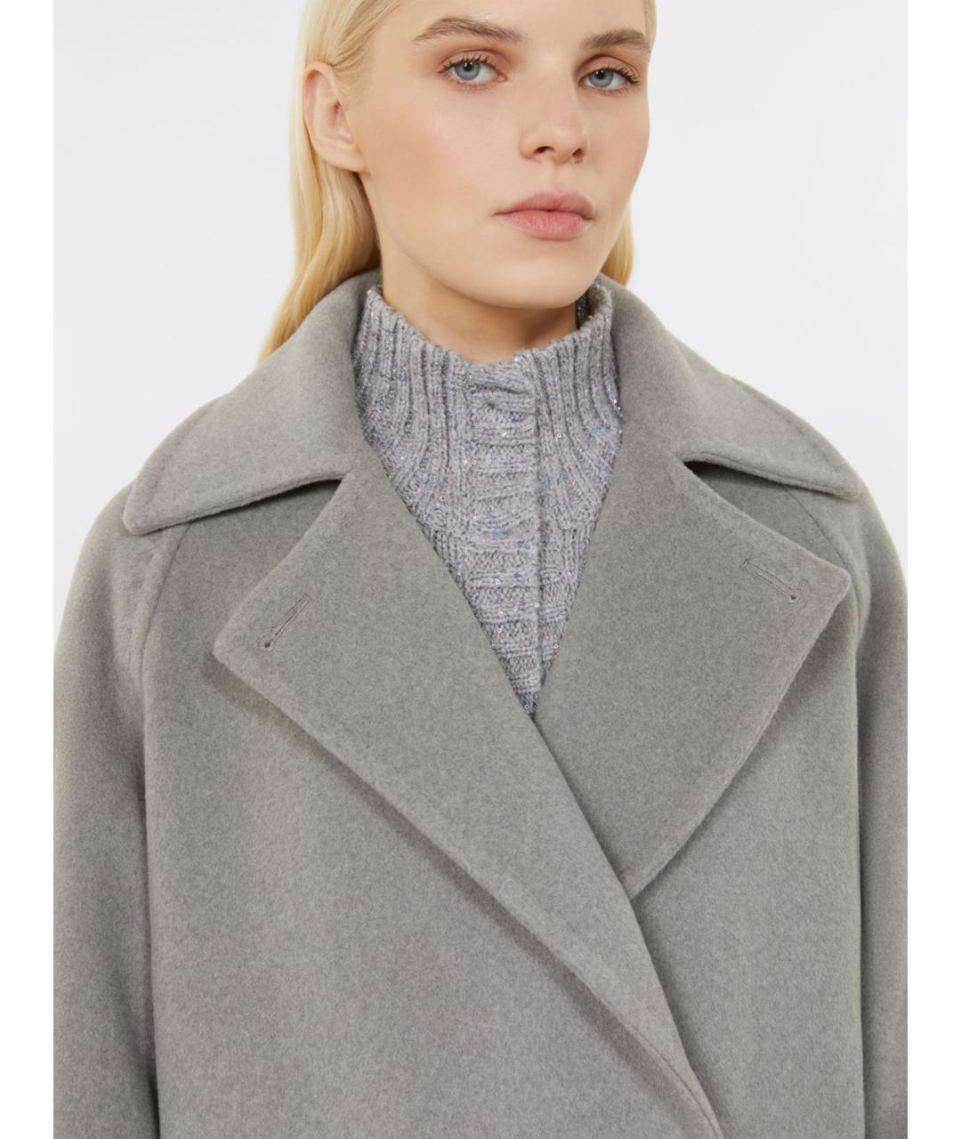 MAX MARA STUDIO Серое шерстяное пальто, фото 3