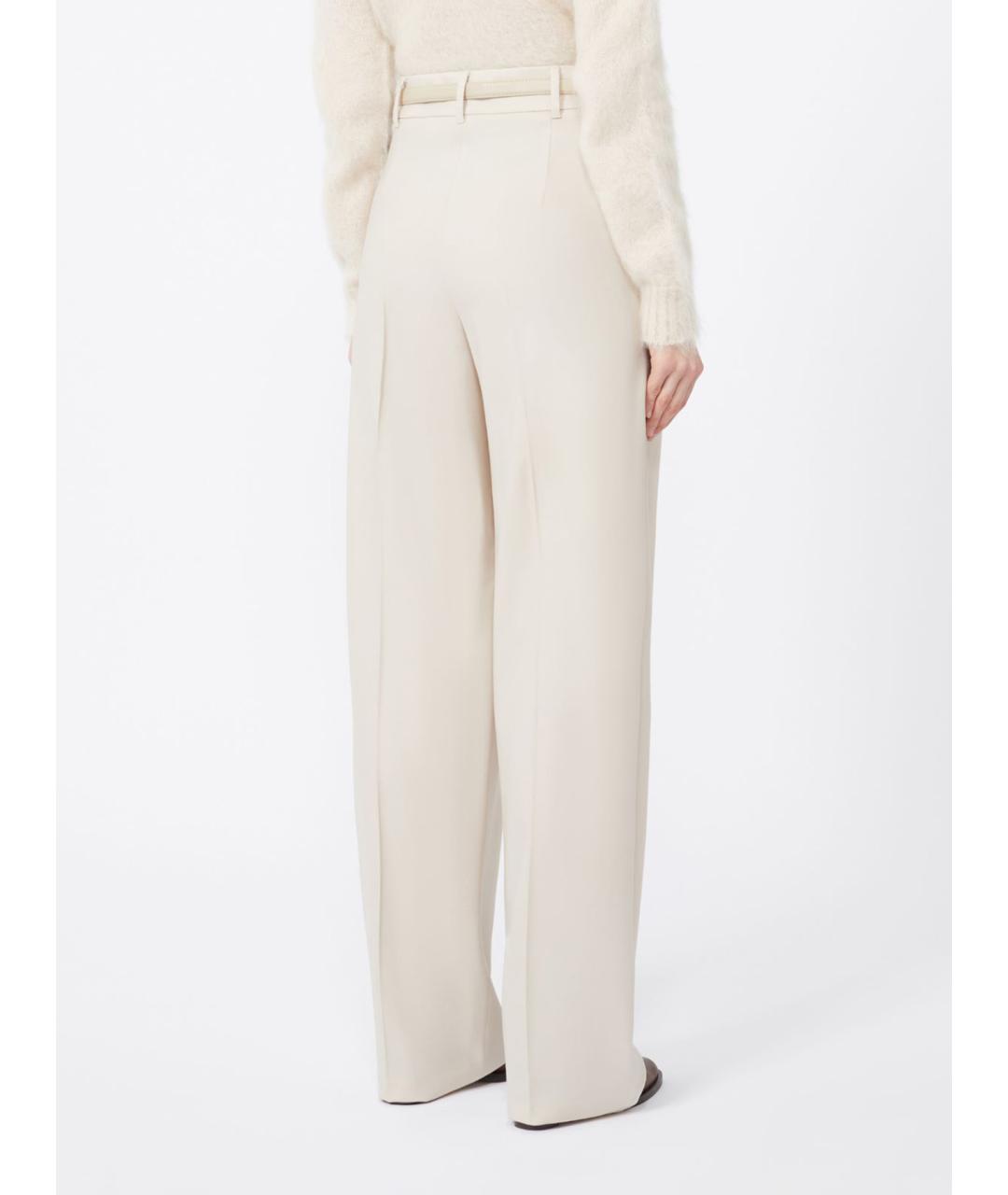 MAX MARA STUDIO Бежевые шерстяные прямые брюки, фото 4