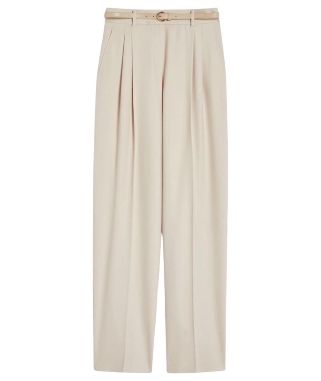 MAX MARA STUDIO Бежевые шерстяные прямые брюки, фото 1
