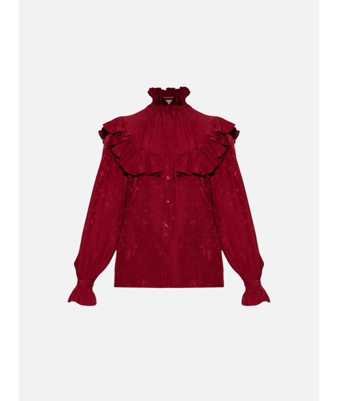 SAINT LAURENT Красная шелковая блузы, фото 4