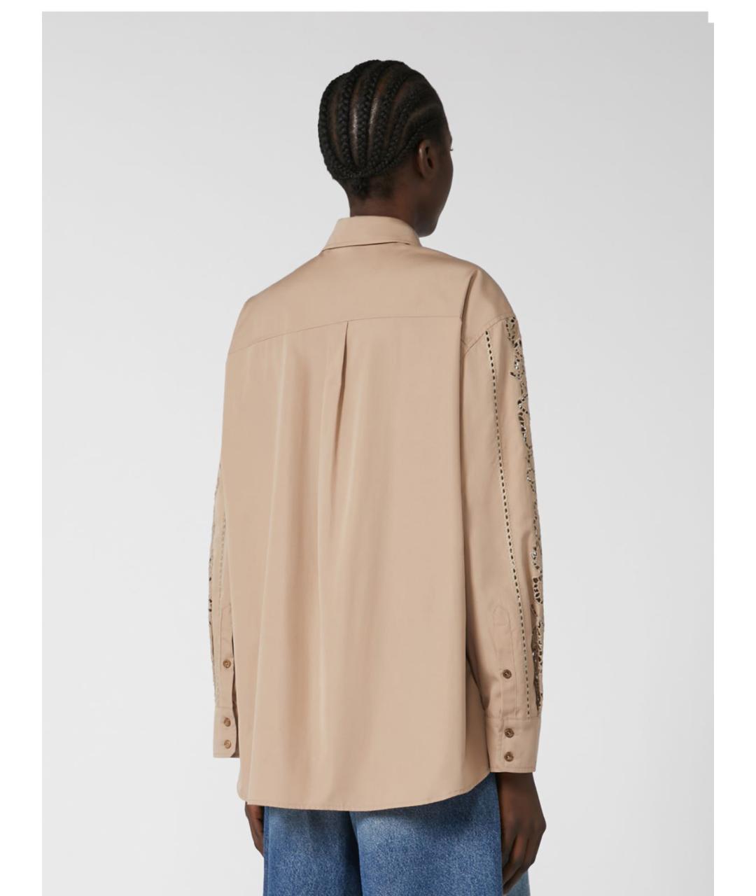 WEEKEND MAX MARA Бежевая хлопковая рубашка, фото 4
