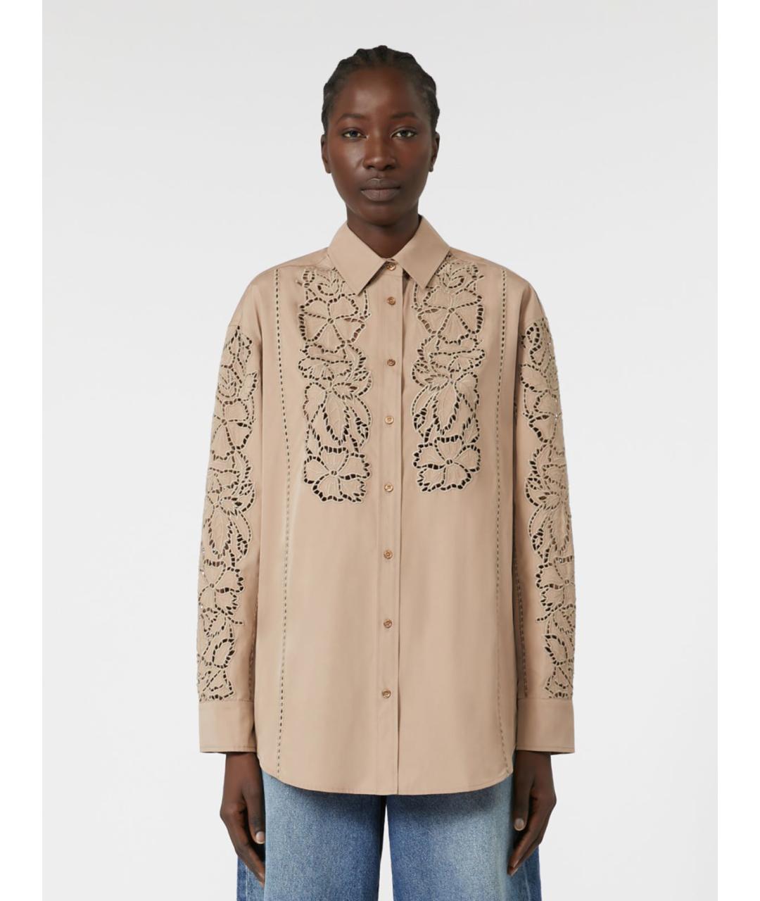 WEEKEND MAX MARA Бежевая хлопковая рубашка, фото 5