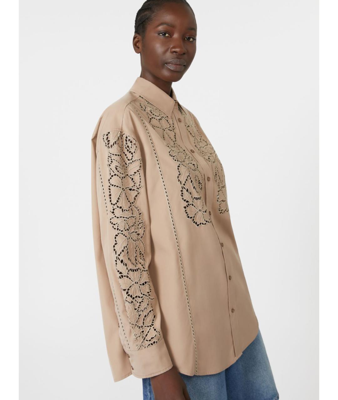 WEEKEND MAX MARA Бежевая хлопковая рубашка, фото 3
