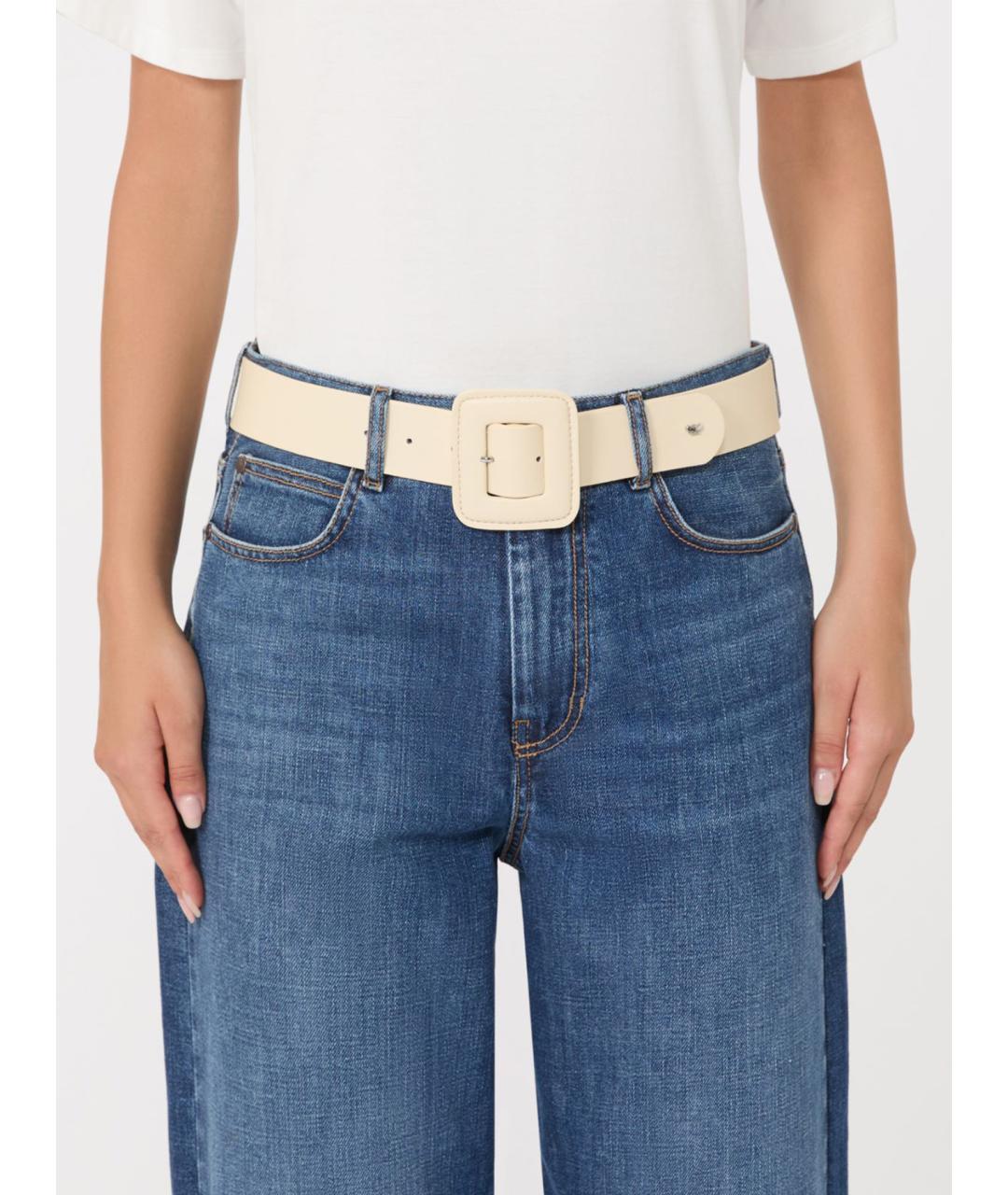 WEEKEND MAX MARA Белый кожаный ремень, фото 2