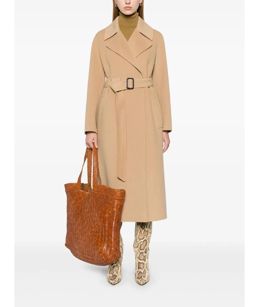 WEEKEND MAX MARA Бежевое шерстяное пальто, фото 2