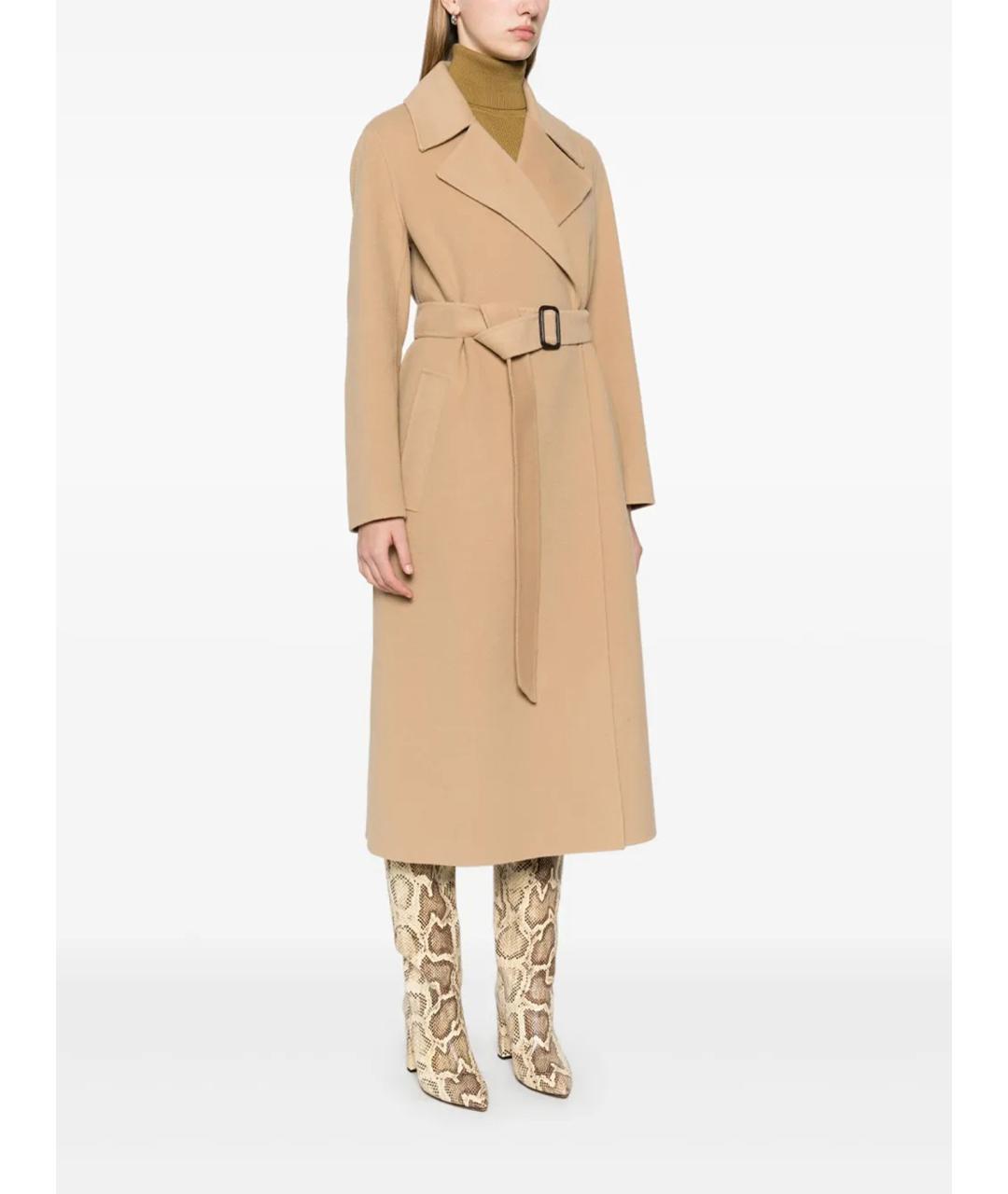 WEEKEND MAX MARA Бежевое шерстяное пальто, фото 3