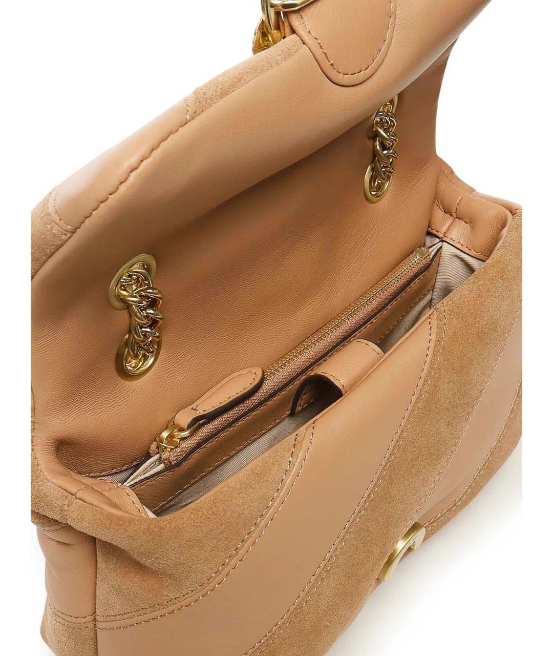 PINKO Бежевая кожаная сумка через плечо, фото 5
