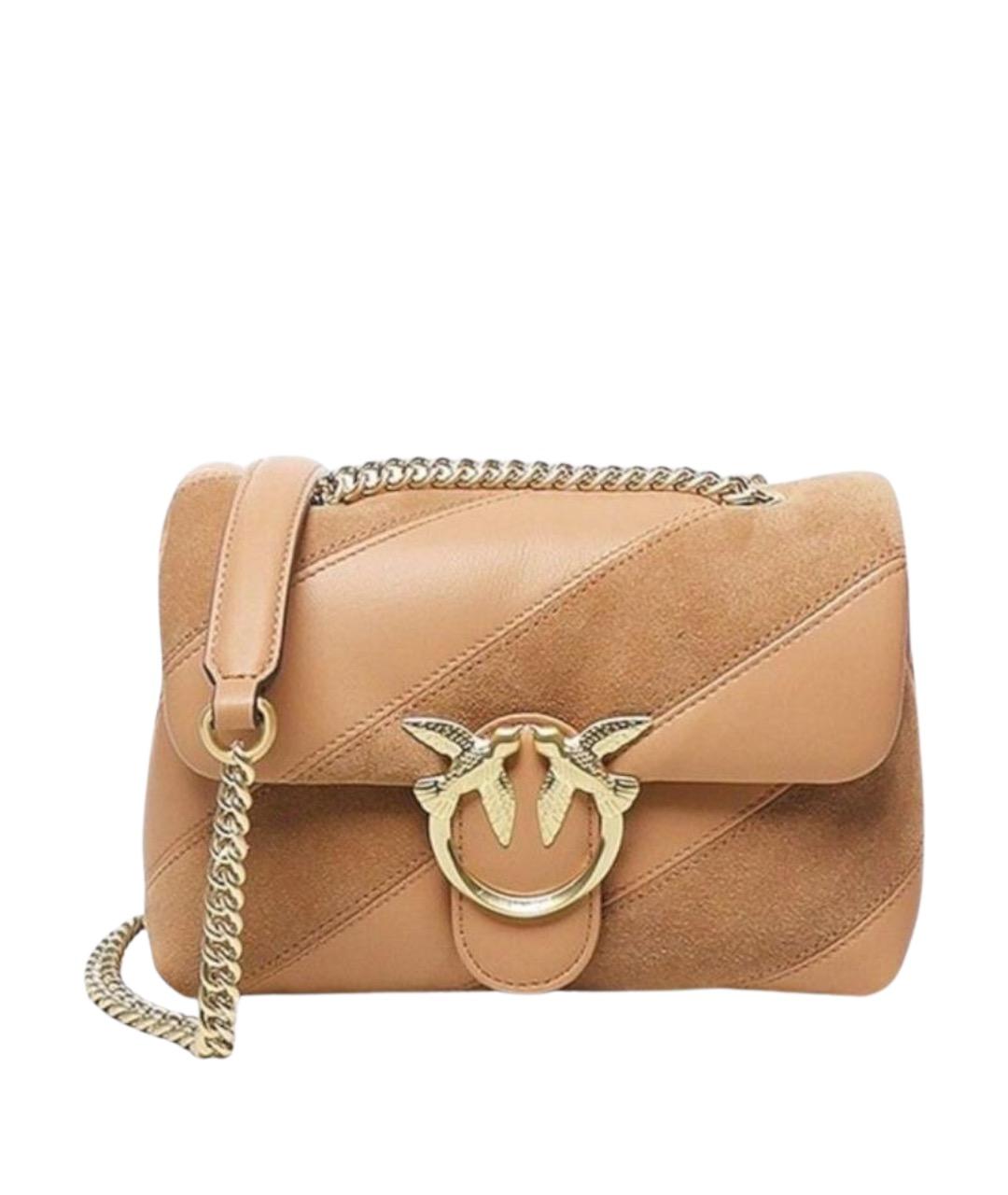 PINKO Бежевая кожаная сумка через плечо, фото 1