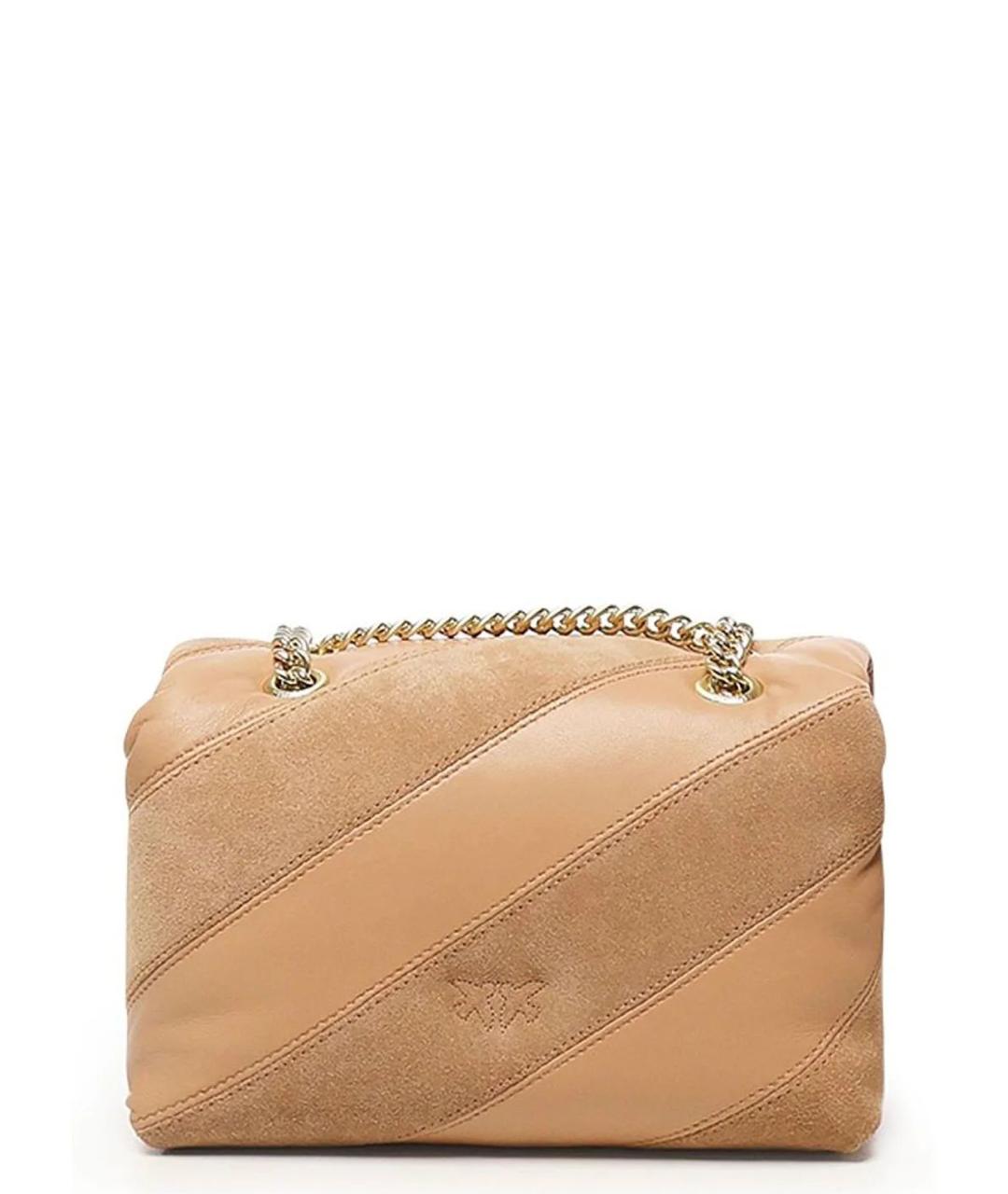 PINKO Бежевая кожаная сумка через плечо, фото 3