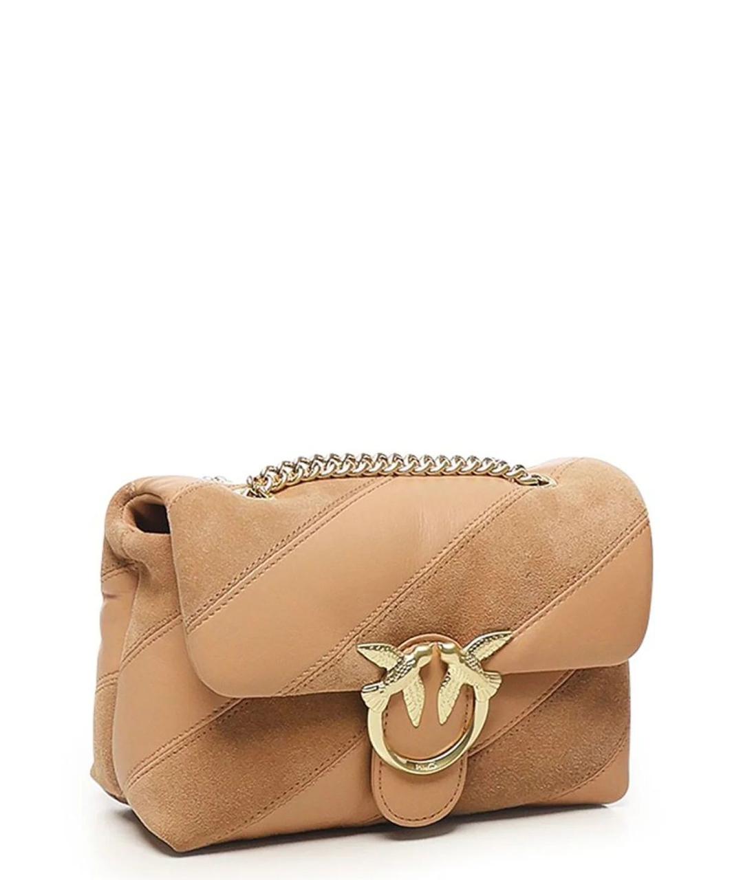 PINKO Бежевая кожаная сумка через плечо, фото 4