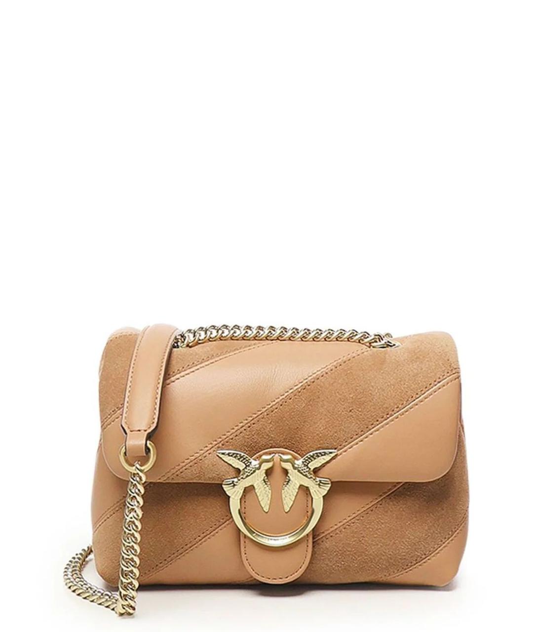 PINKO Бежевая кожаная сумка через плечо, фото 2