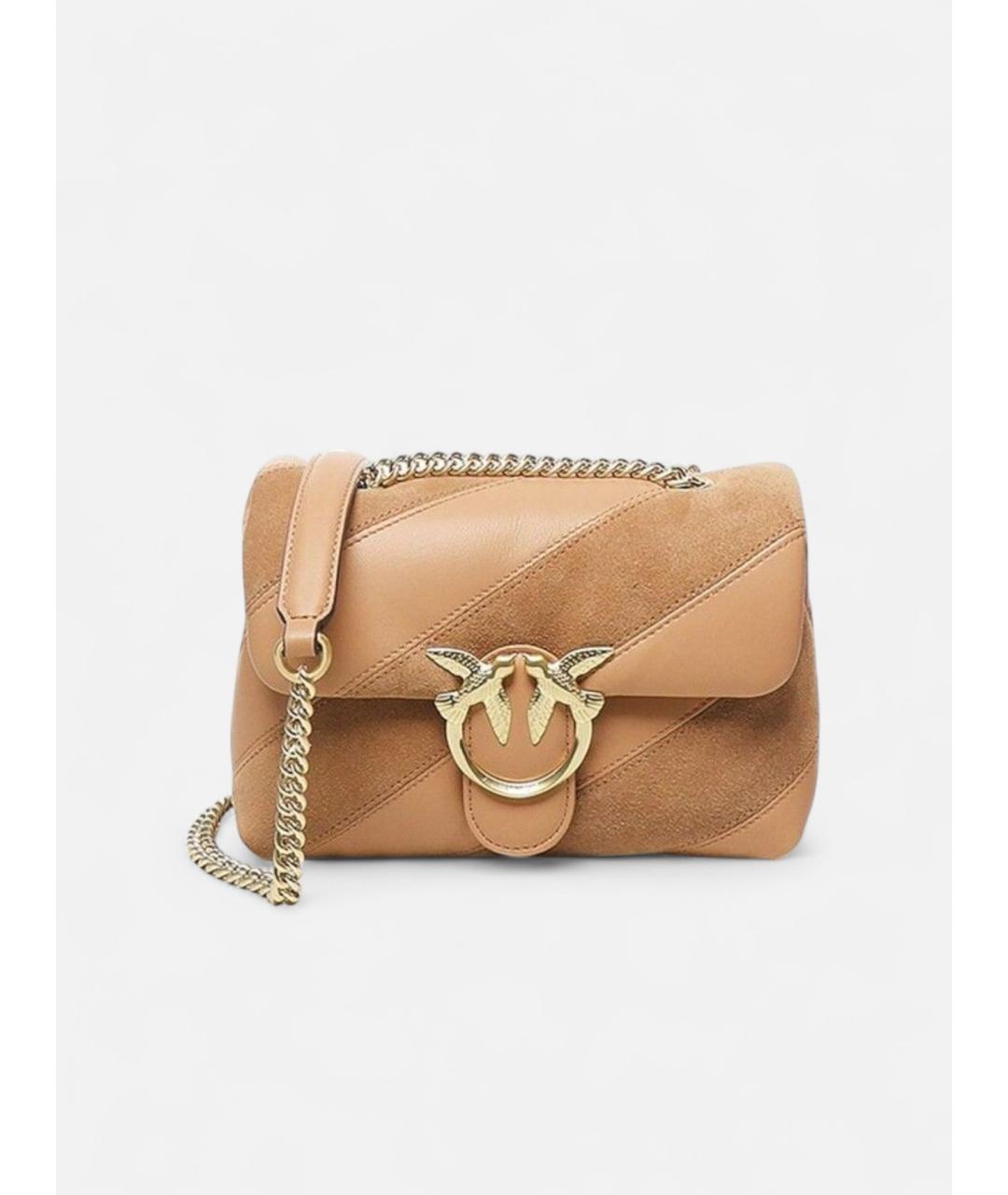 PINKO Бежевая кожаная сумка через плечо, фото 6