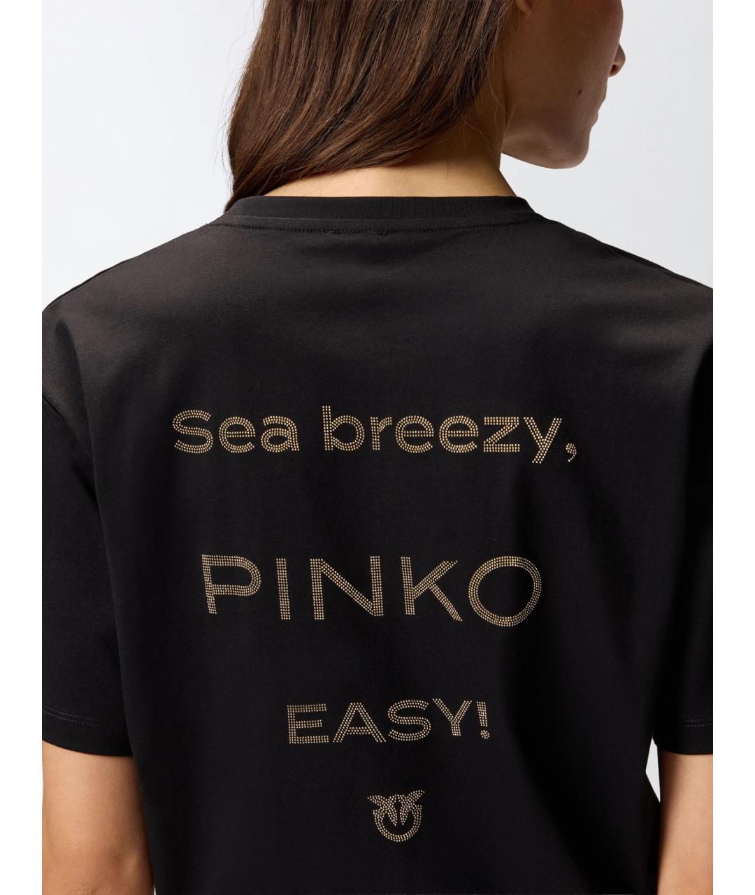 PINKO Черная хлопковая футболка, фото 5