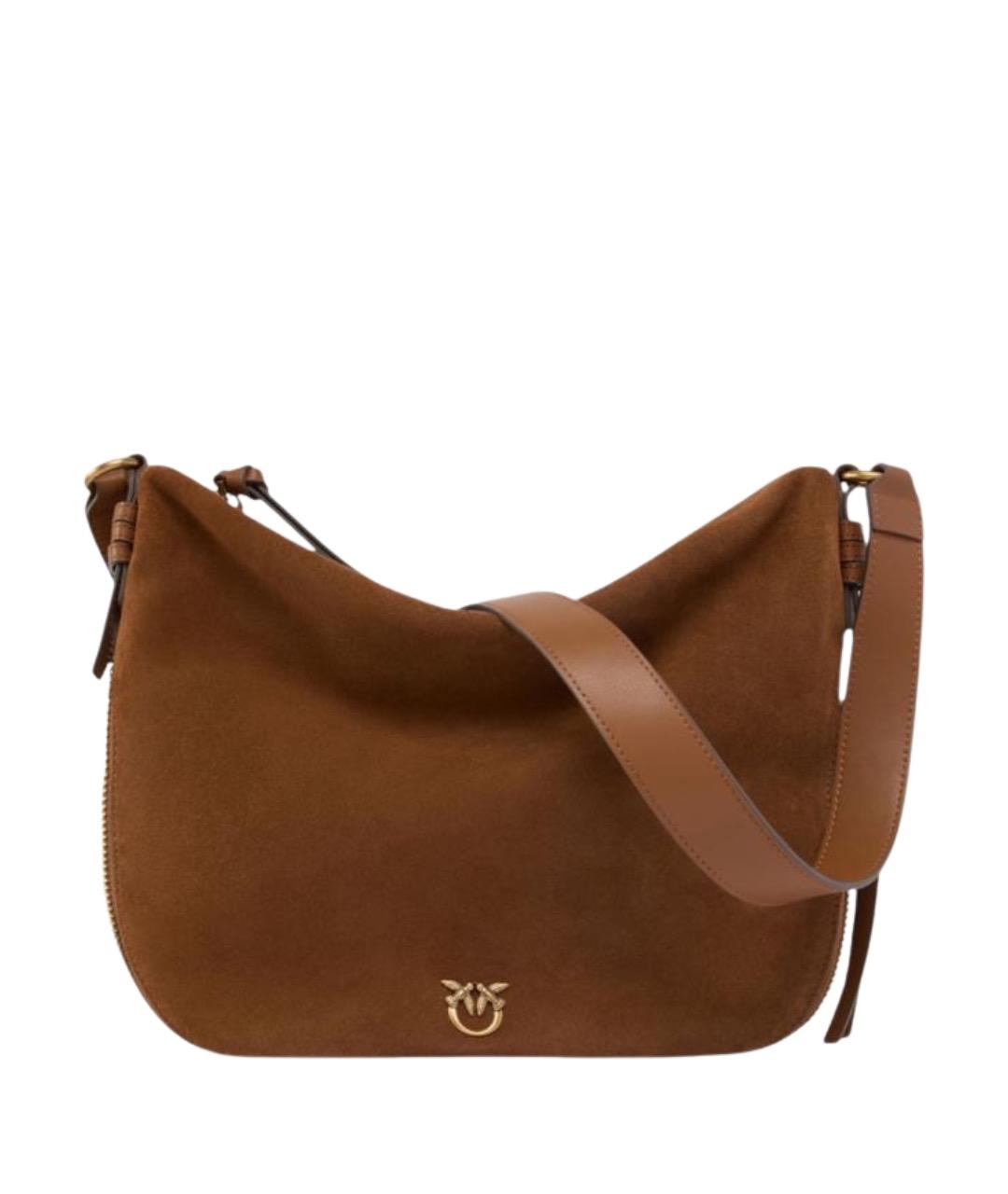 PINKO Коричневая замшевая сумка через плечо, фото 1