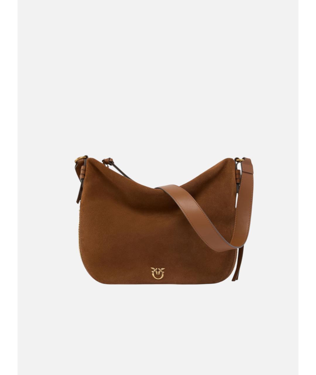 PINKO Коричневая замшевая сумка через плечо, фото 5