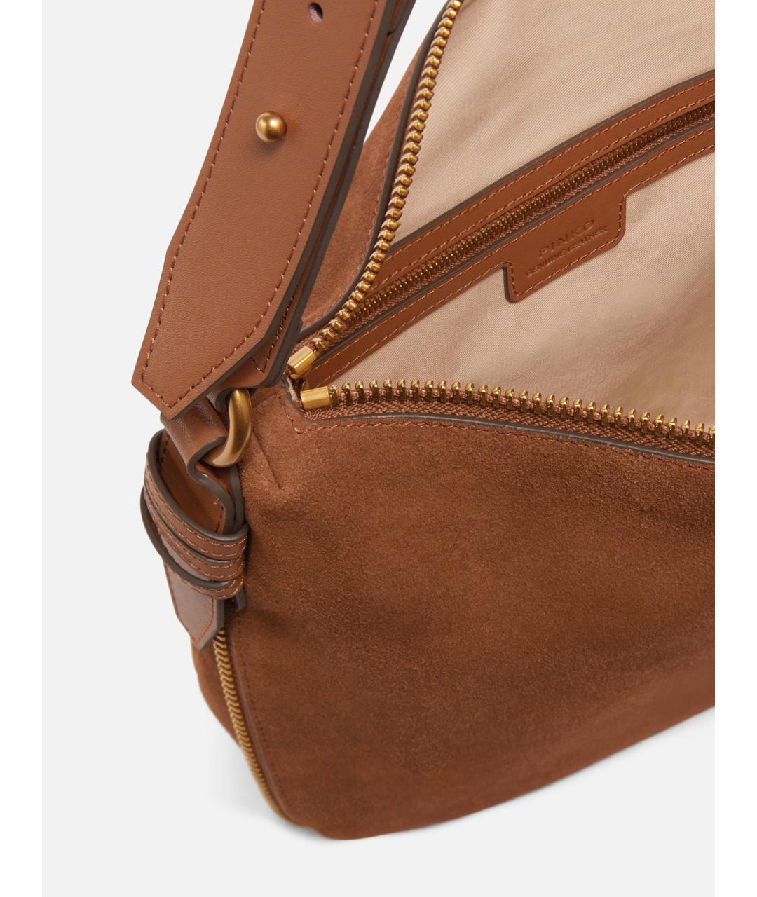 PINKO Коричневая замшевая сумка через плечо, фото 4