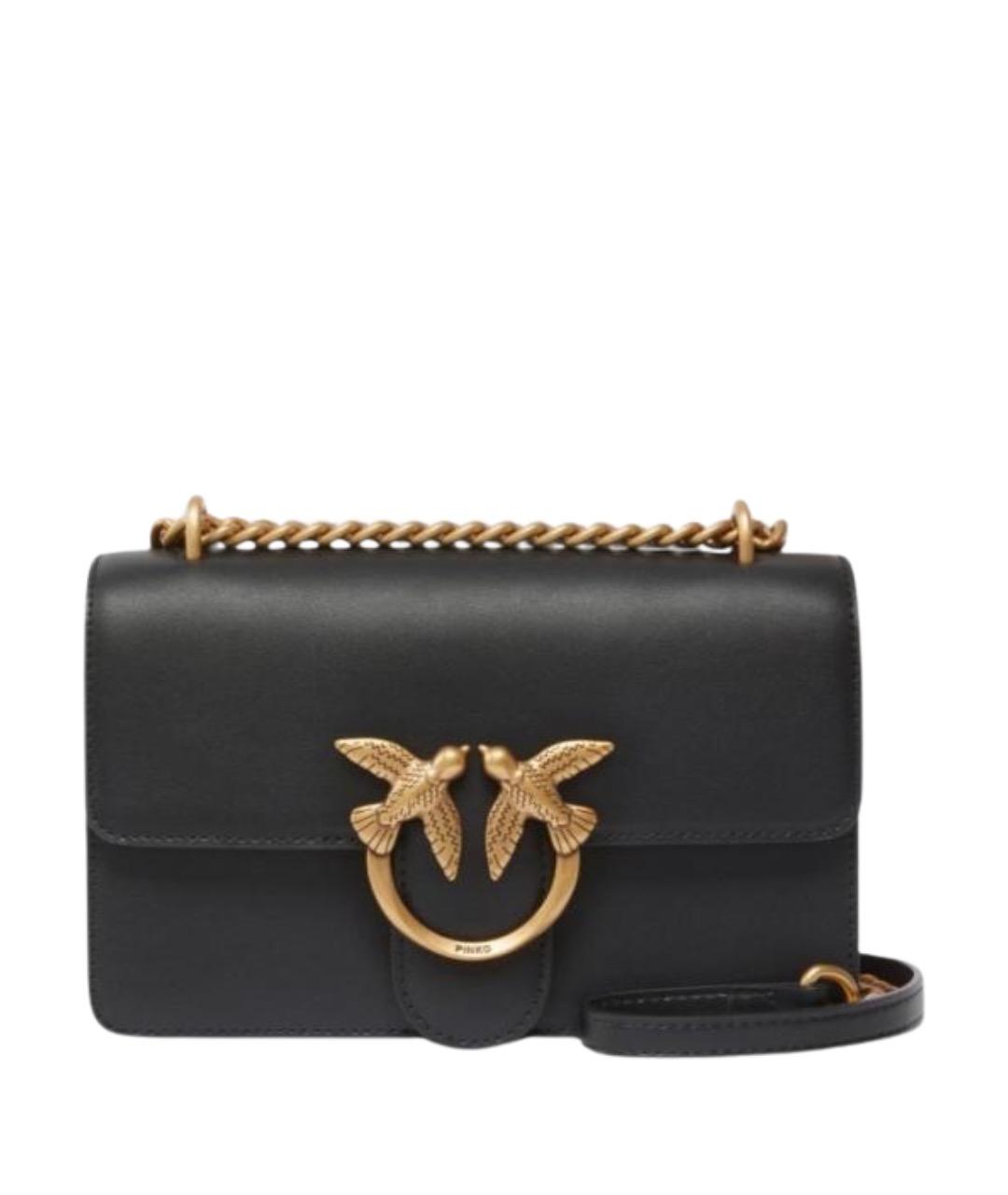 PINKO Черная кожаная сумка через плечо, фото 1
