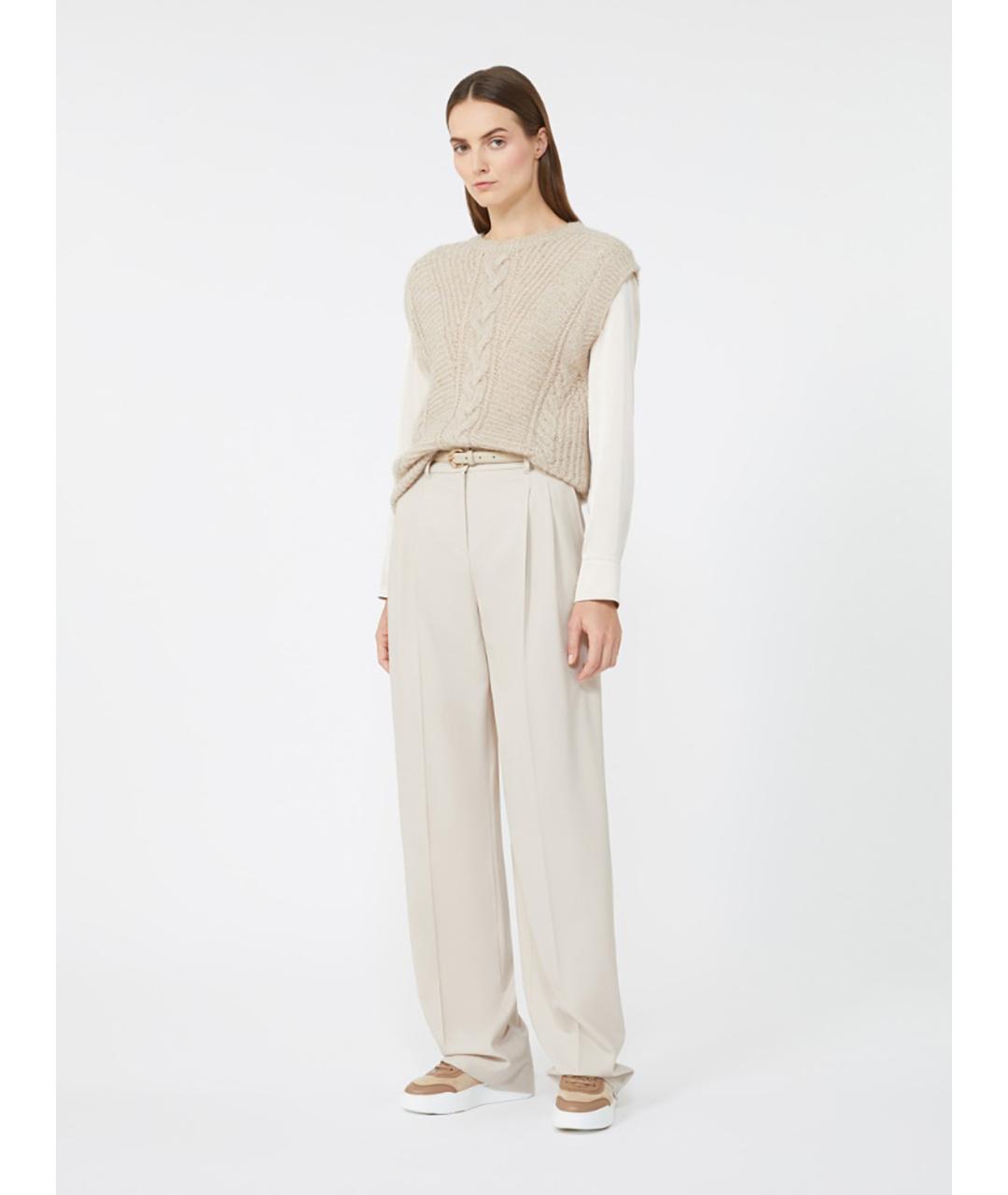MAX MARA STUDIO Бежевый шерстяной жилет, фото 2