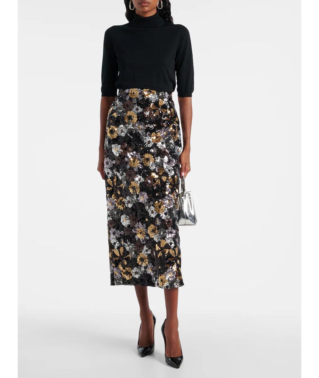 MAX MARA STUDIO Черная полиэстеровая юбка миди, фото 2