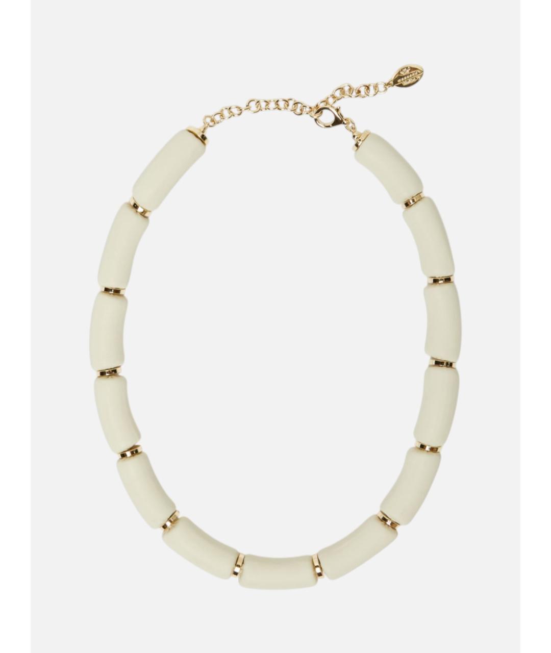 WEEKEND MAX MARA Белое кожаное колье, фото 4