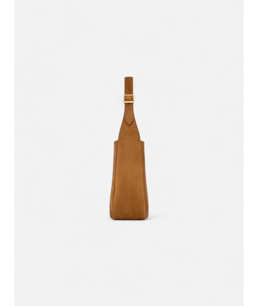 SAINT LAURENT Коричневая замшевая сумка тоут, фото 2