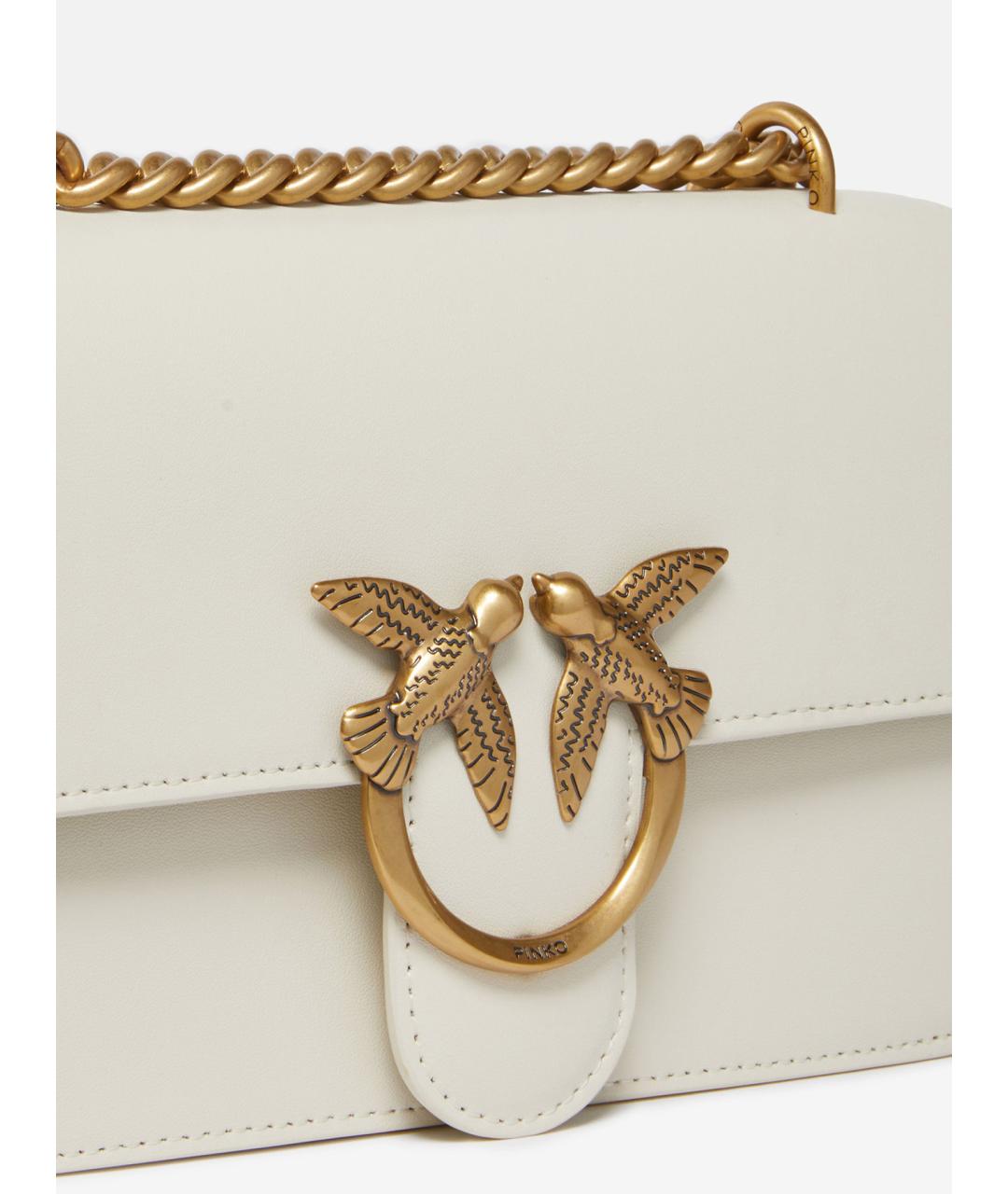 PINKO Белая кожаная сумка через плечо, фото 4