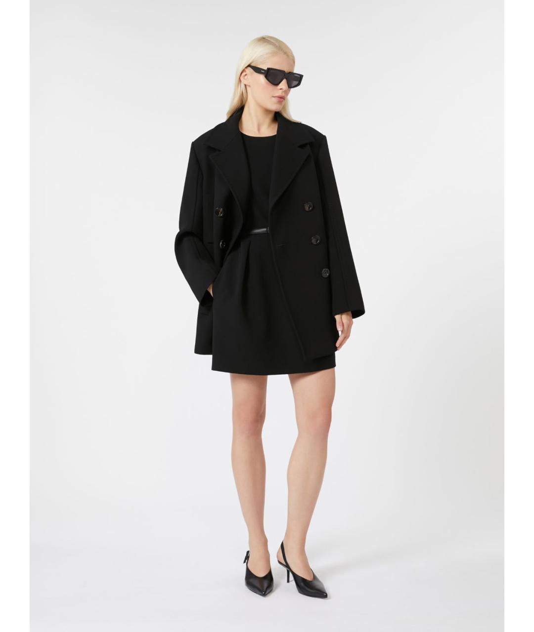 MAX MARA STUDIO Черное ацетатное пальто, фото 2