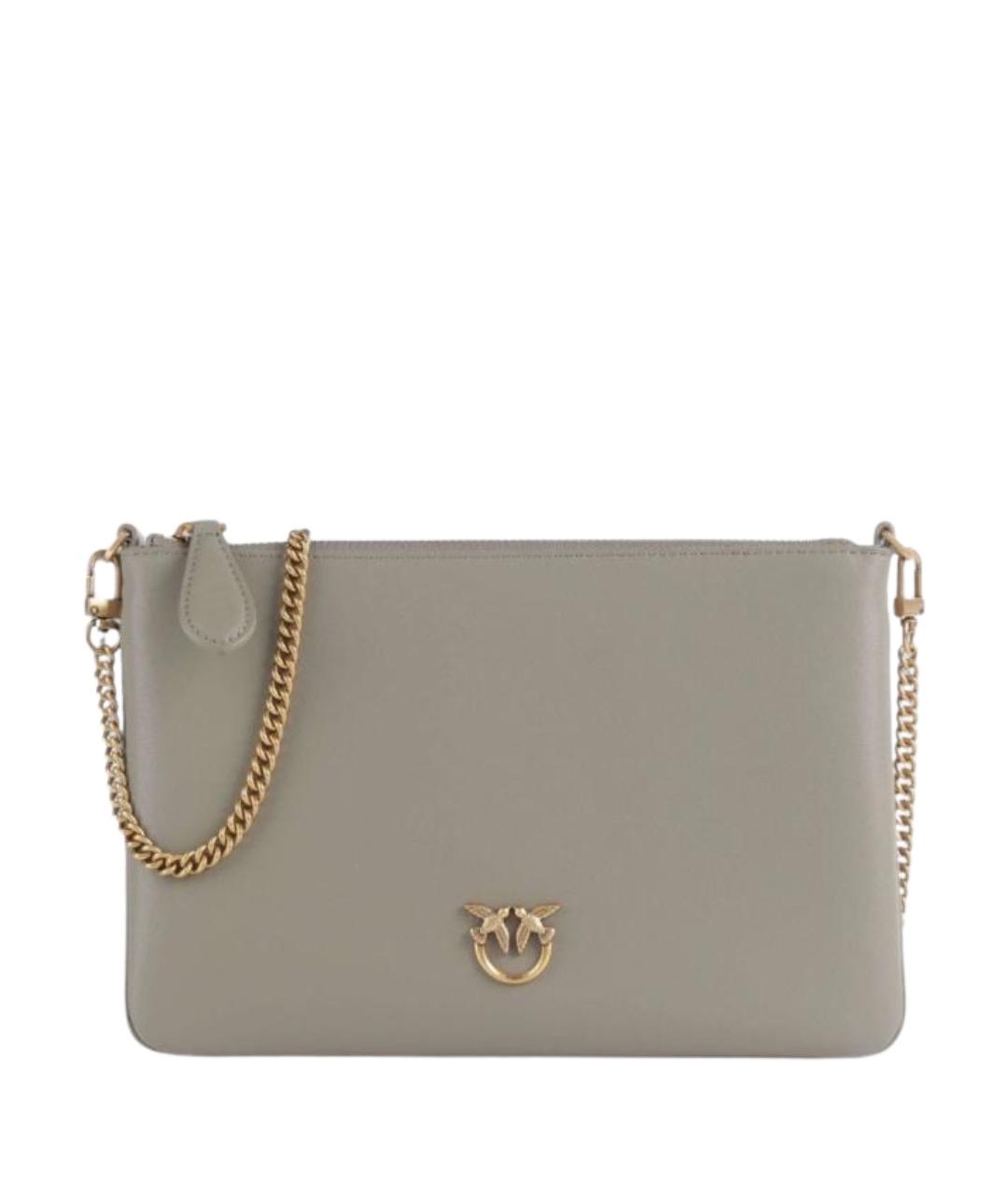 PINKO Серая кожаная сумка через плечо, фото 1