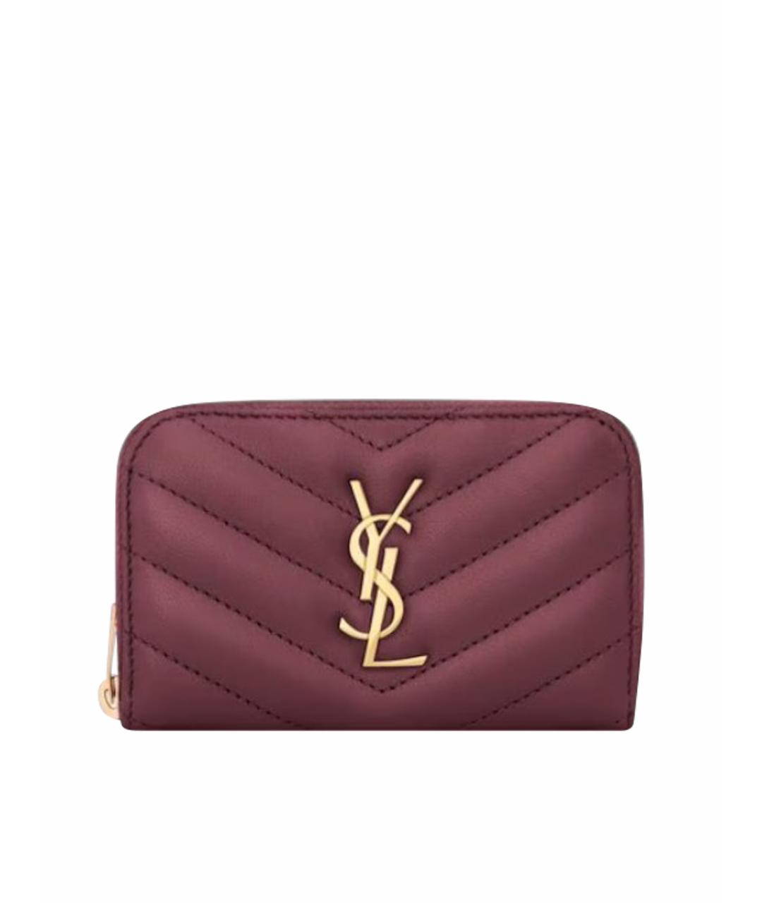 SAINT LAURENT Бордовый кожаный кошелек, фото 1