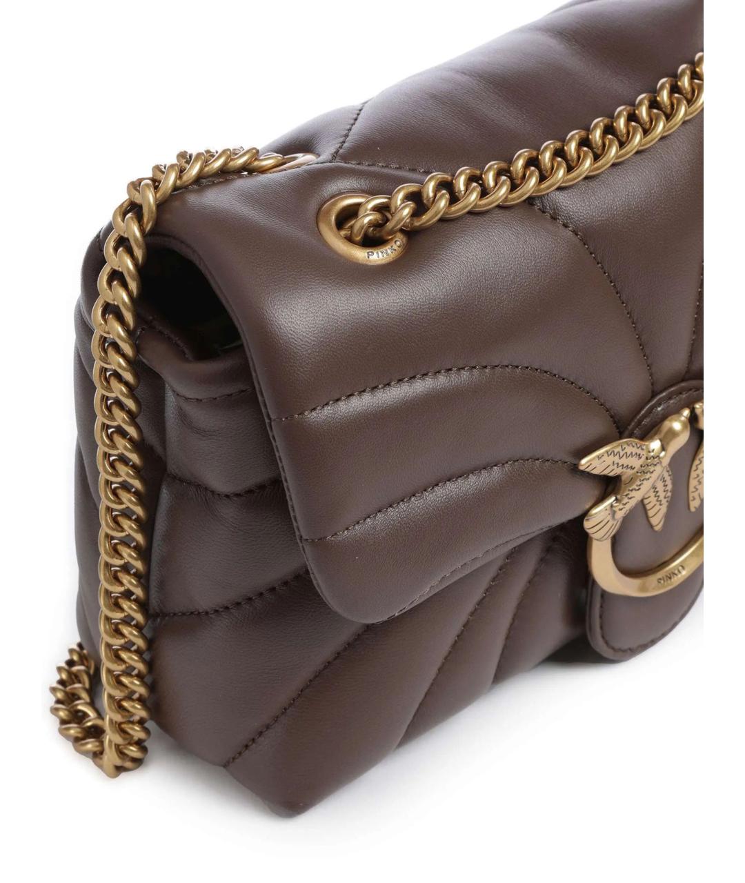 PINKO Коричневая кожаная сумка через плечо, фото 3