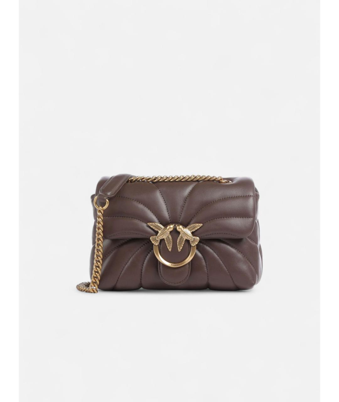 PINKO Коричневая кожаная сумка через плечо, фото 6