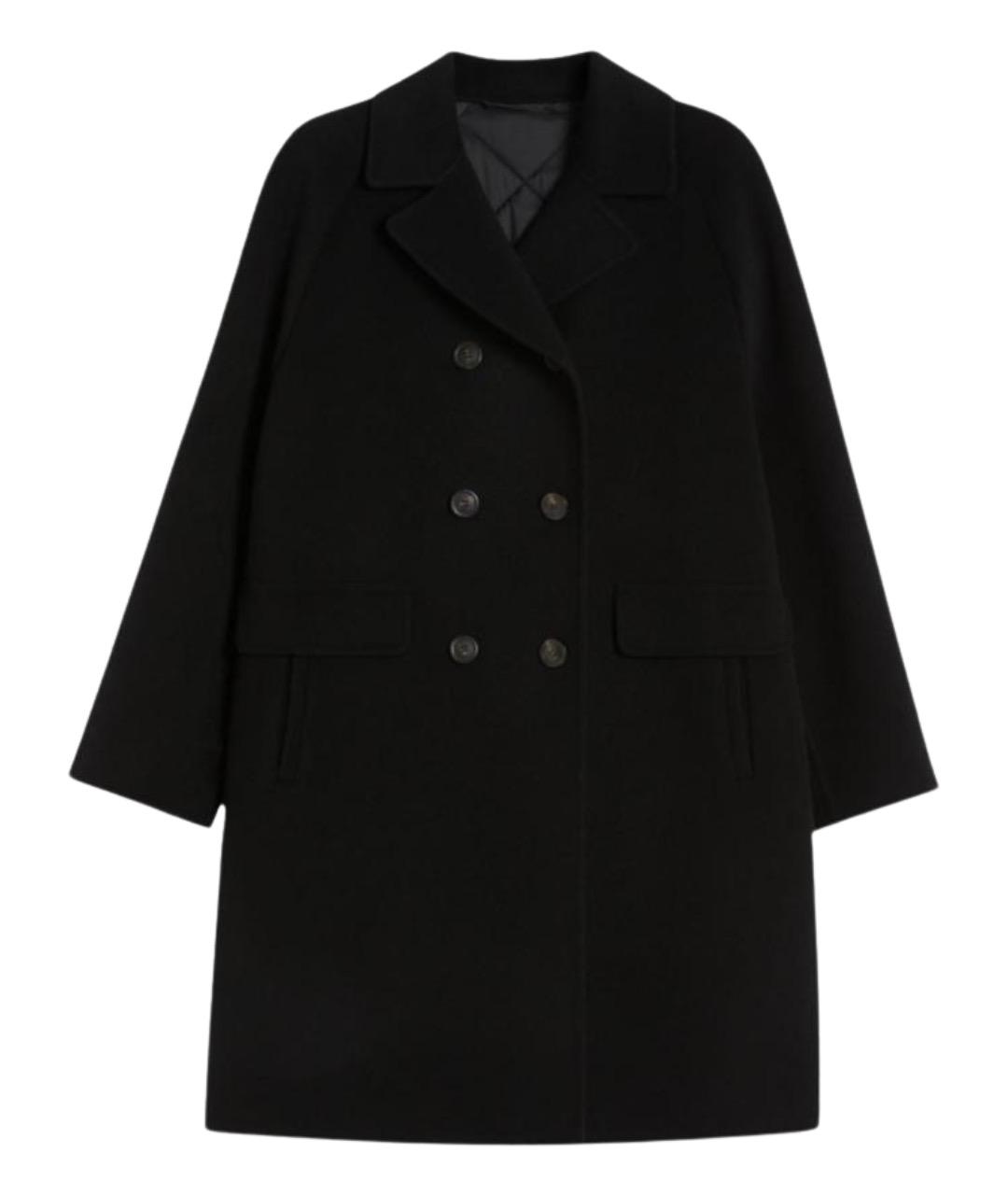 WEEKEND MAX MARA Черное шерстяное пальто, фото 1