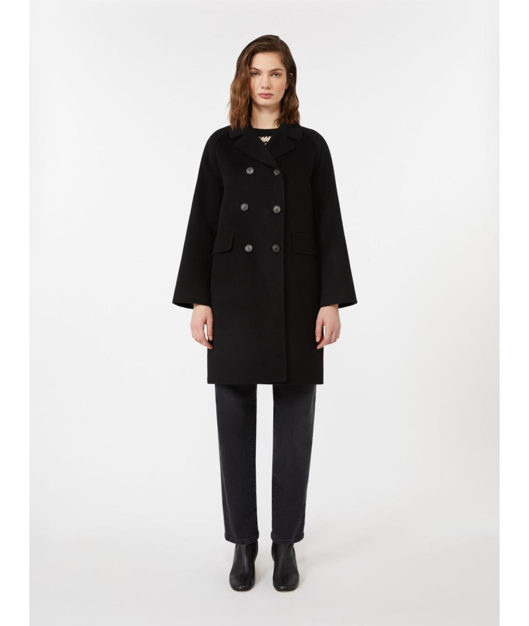 WEEKEND MAX MARA Черное шерстяное пальто, фото 4