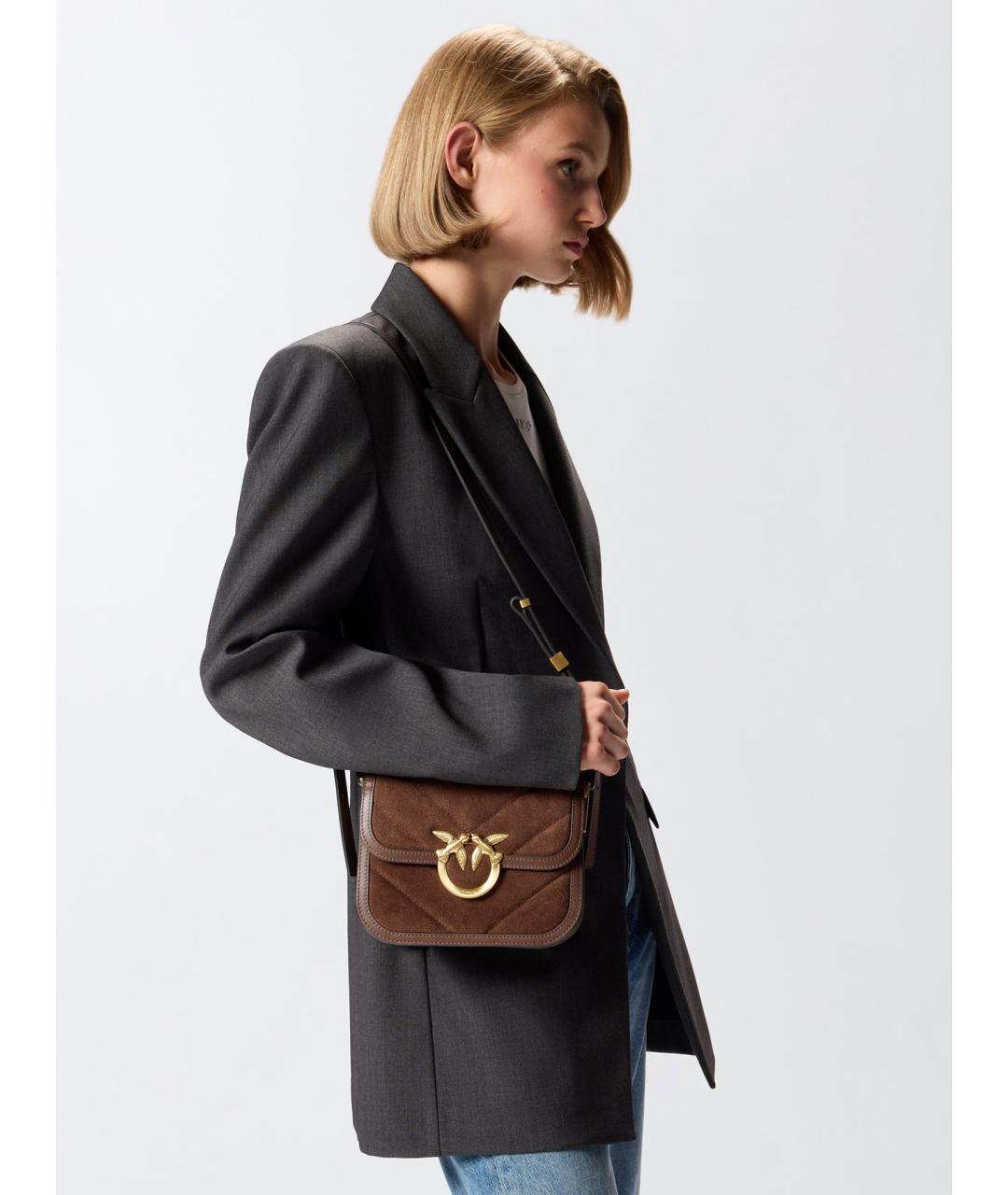 PINKO Коричневая замшевая сумка через плечо, фото 2