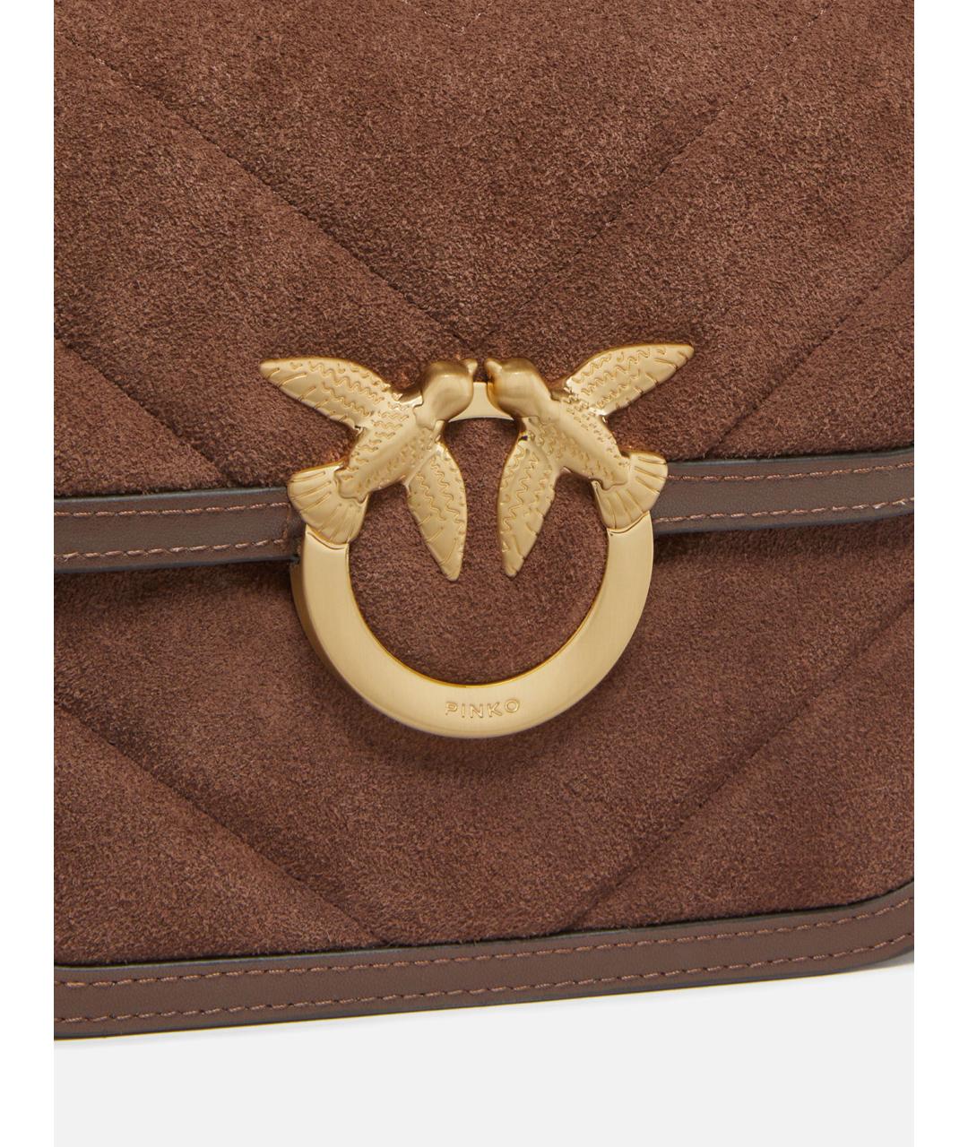PINKO Коричневая замшевая сумка через плечо, фото 5