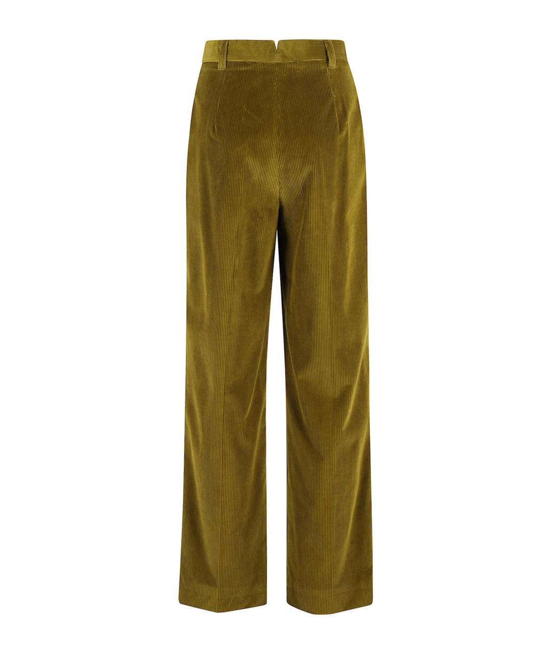 WEEKEND MAX MARA Зеленые хлопковые прямые брюки, фото 2