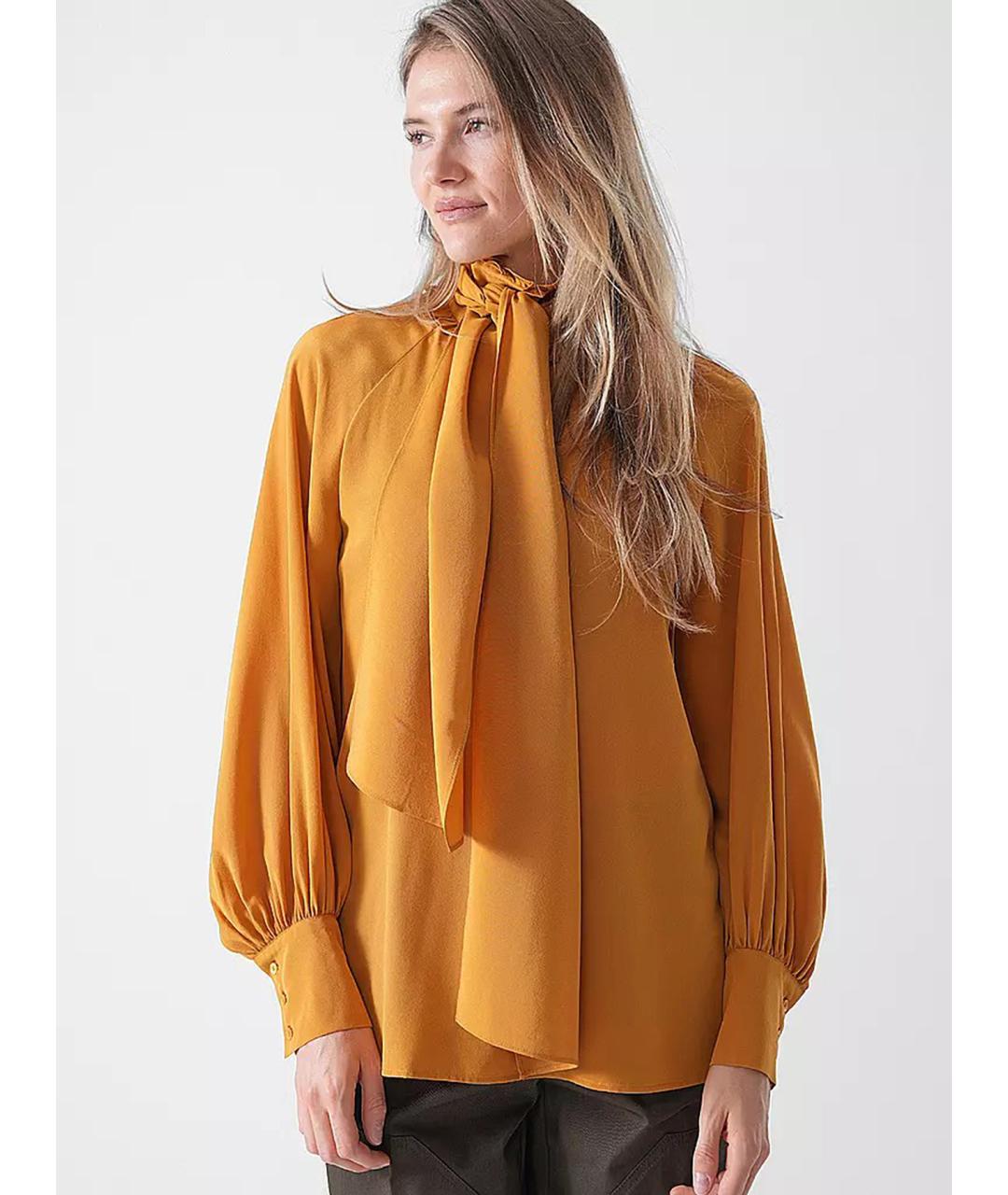 WEEKEND MAX MARA Горчичная шелковая рубашка, фото 2