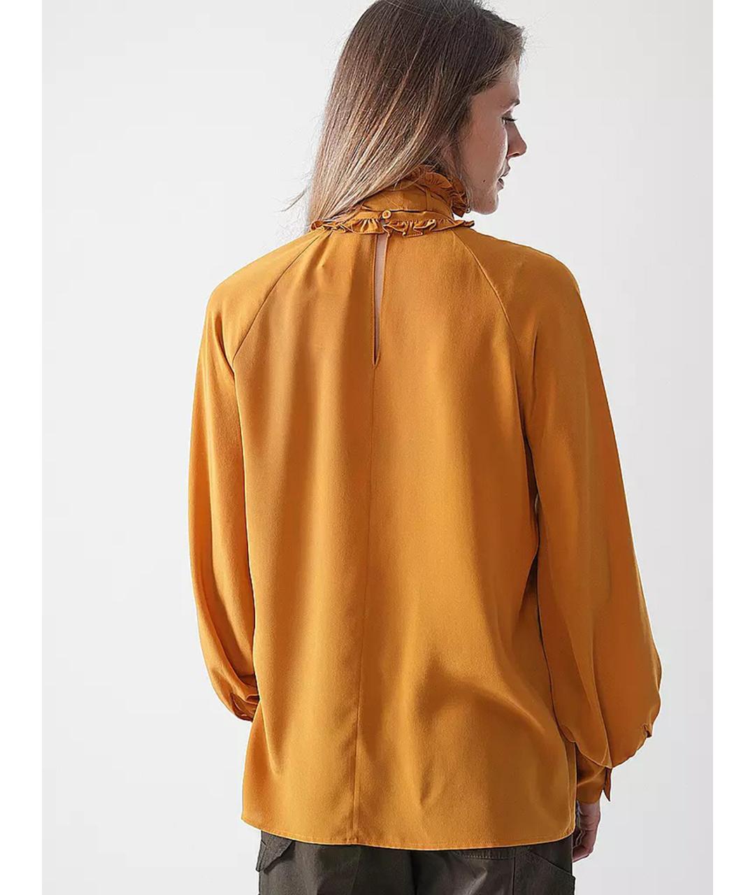 WEEKEND MAX MARA Горчичная шелковая рубашка, фото 4