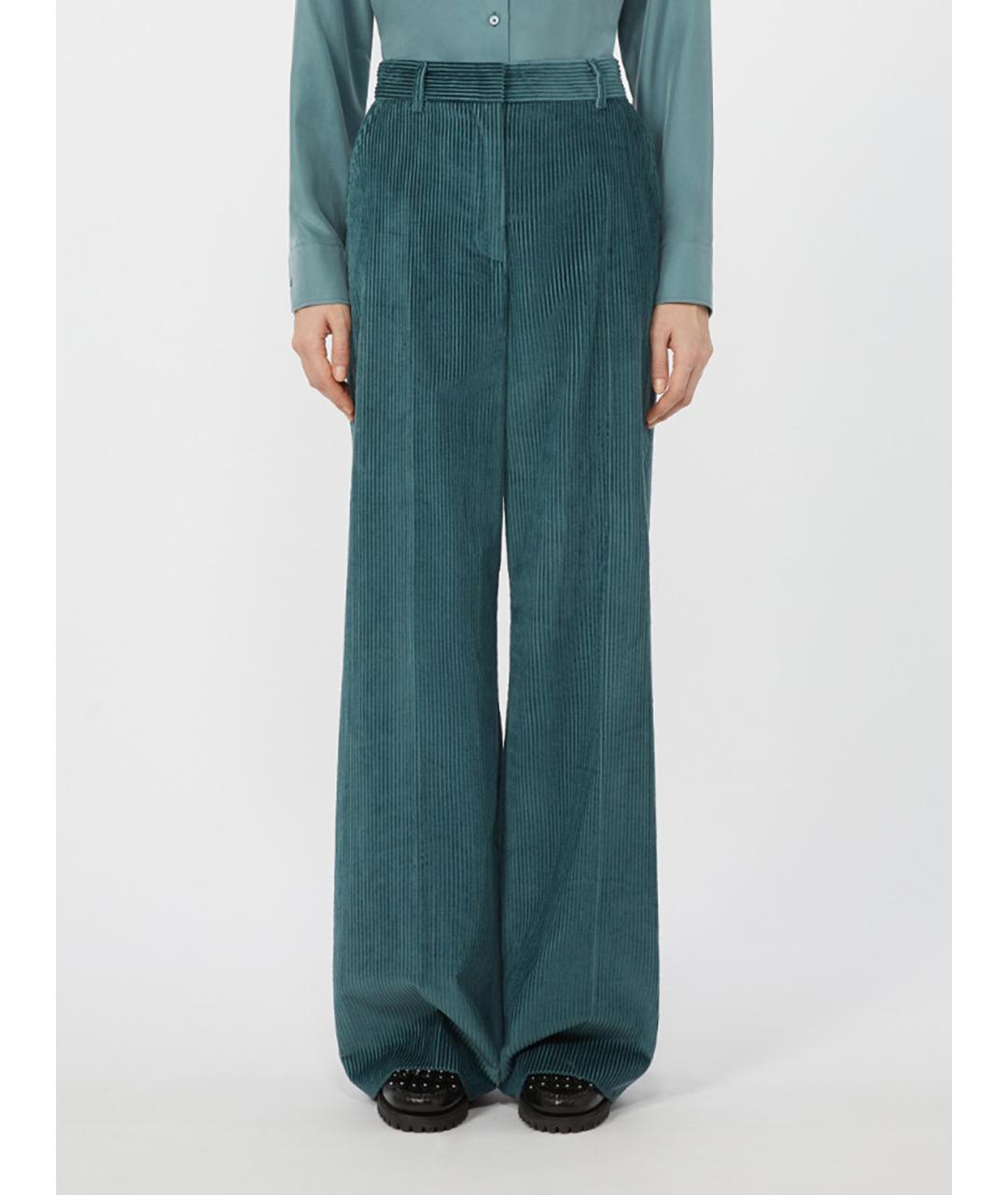 WEEKEND MAX MARA Зеленые хлопковые брюки широкие, фото 4