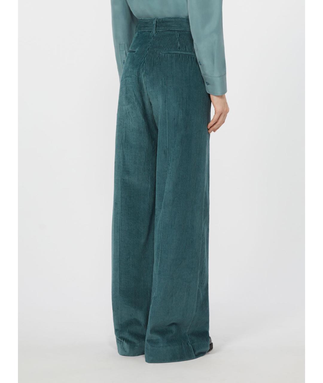 WEEKEND MAX MARA Зеленые хлопковые брюки широкие, фото 3