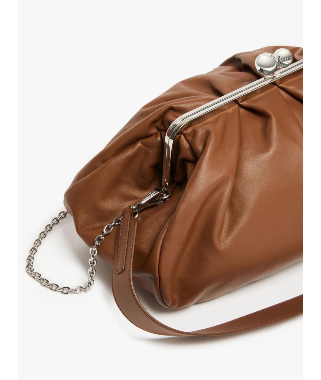 WEEKEND MAX MARA Коричневая кожаная сумка через плечо, фото 4