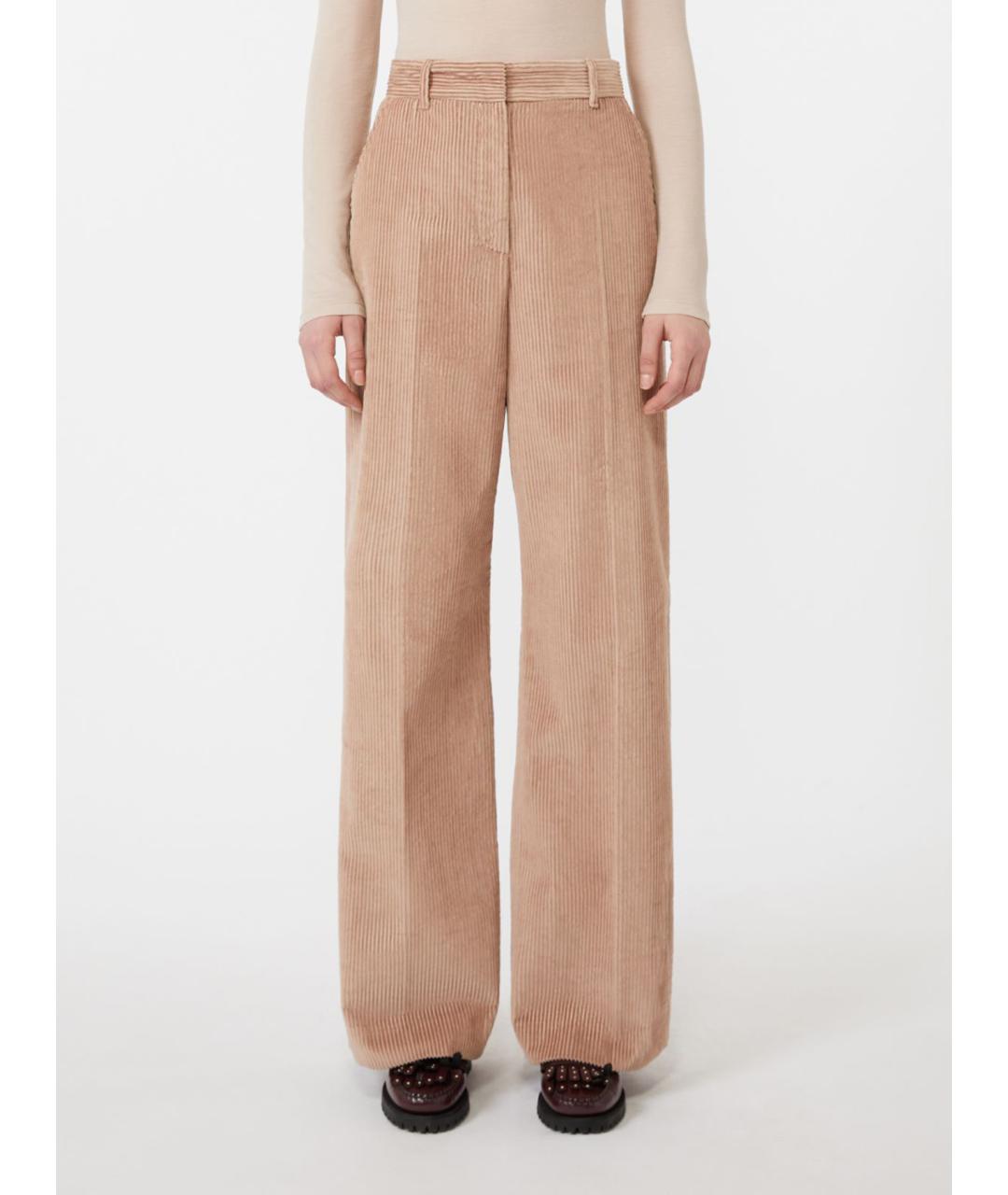 WEEKEND MAX MARA Бежевые хлопковые брюки широкие, фото 4