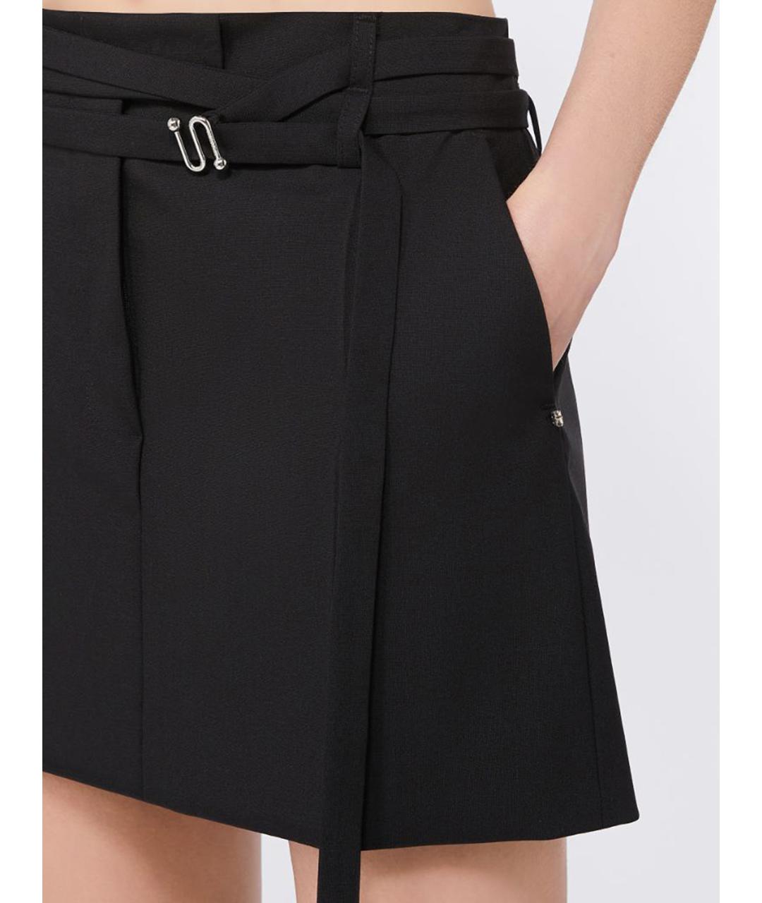 SPORTMAX Черная шерстяная юбка мини, фото 5