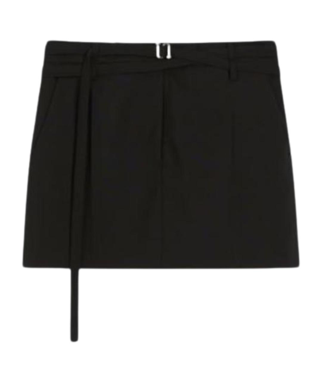 SPORTMAX Черная шерстяная юбка мини, фото 1