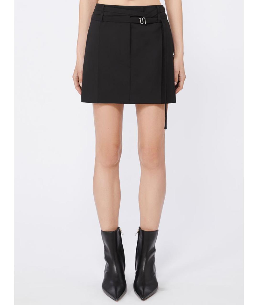 SPORTMAX Черная шерстяная юбка мини, фото 3