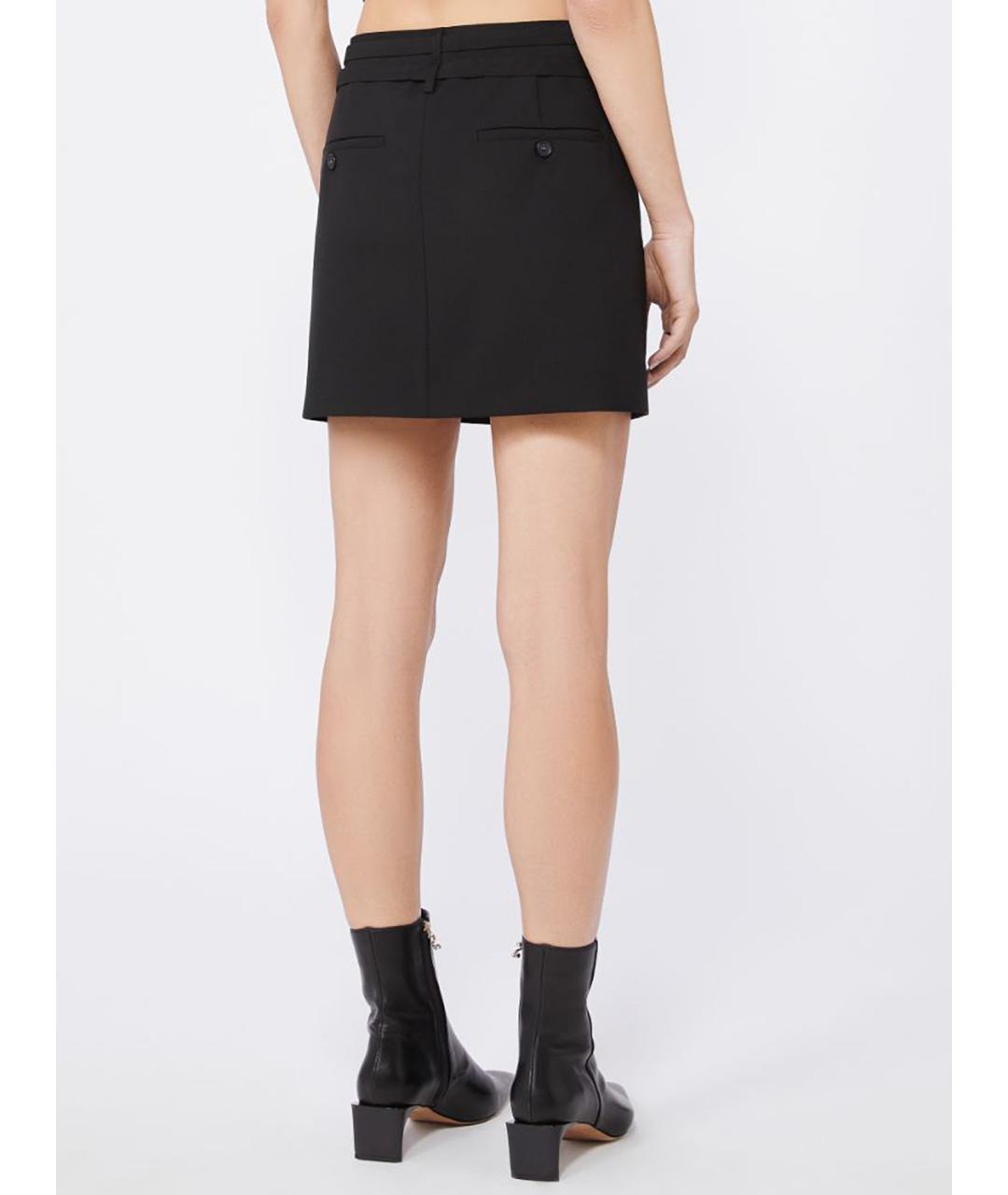 SPORTMAX Черная шерстяная юбка мини, фото 4